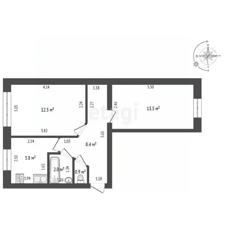 2-к кв. Тюменская область, Тюмень Комбинатская ул., 38 (43.1 м) - Фото 1