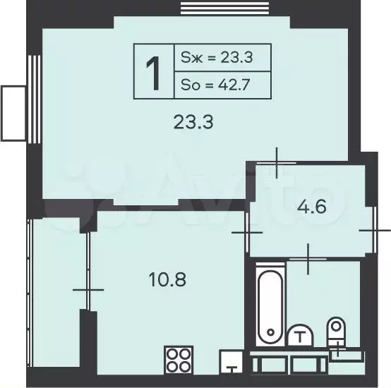 Аукцион: 1-к. квартира, 42,7 м, 15/37 эт. - Фото 0