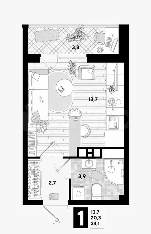 Квартира-студия, 18,5 м, 1/5 эт. - Фото 0