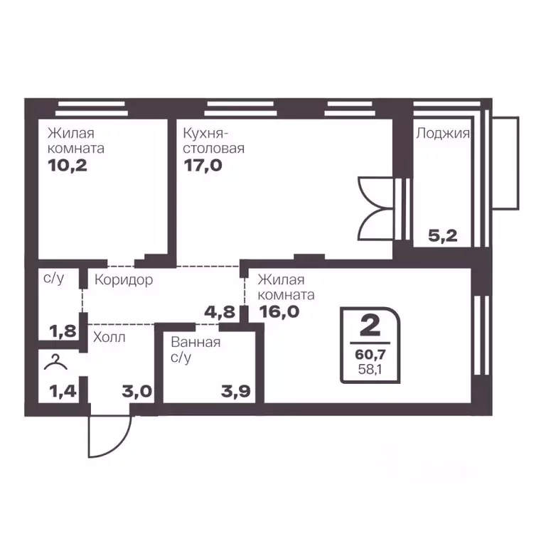 2-к кв. Челябинская область, Магнитогорск ул. Притяжения (58.1 м) - Фото 1