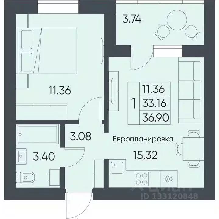 1-к кв. Саратовская область, Татищево рп ул. Михайловская, 13 (36.9 м) - Фото 0