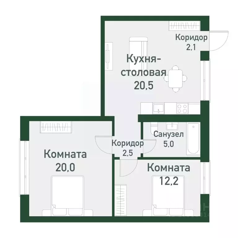 2-к кв. Челябинская область, Челябинский городской округ, пос. ... - Фото 0