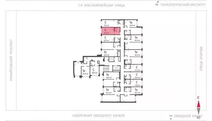 Студия Санкт-Петербург Измайловское муниципальный округ,  (22.2 м) - Фото 1