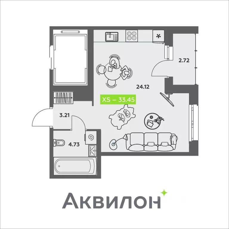 1-к кв. Архангельская область, Архангельск ул. Валявкина, 38 (33.45 м) - Фото 1