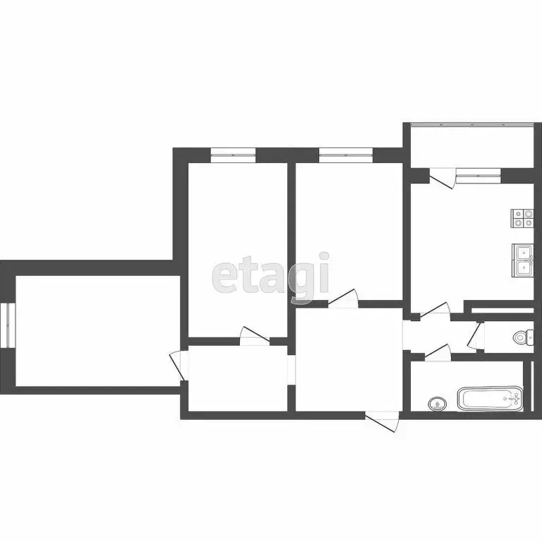 3-комнатная квартира: Тюмень, улица Николая Зелинского, 24 (72.3 м) - Фото 1