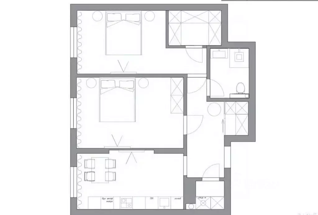 2-к кв. Татарстан, Казань ул. Волкова, 12 (67.0 м) - Фото 2