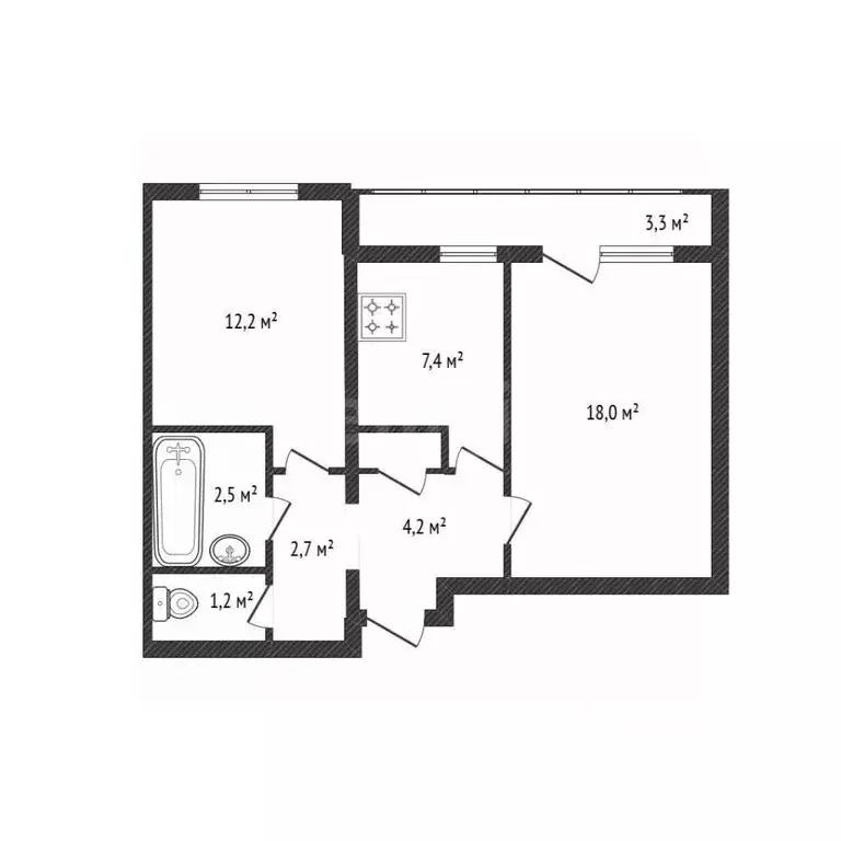2-к кв. Брянская область, Брянск Полесская ул., 16 (49.0 м) - Фото 1