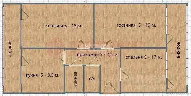 3-к кв. Астраханская область, Астрахань ул. Сун Ят-Сена, 63 (68.3 м) - Фото 1