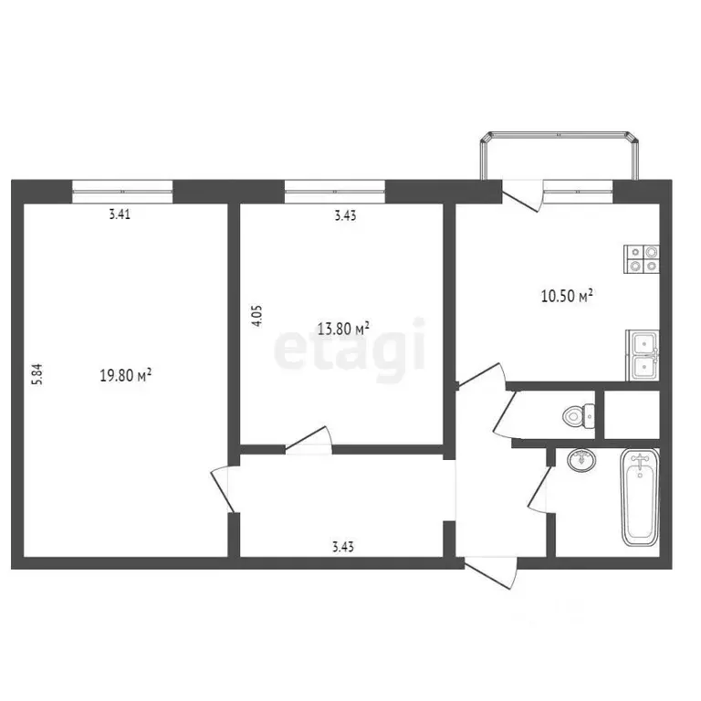 2-к кв. Москва Новороссийская ул., 38 (57.9 м) - Фото 1