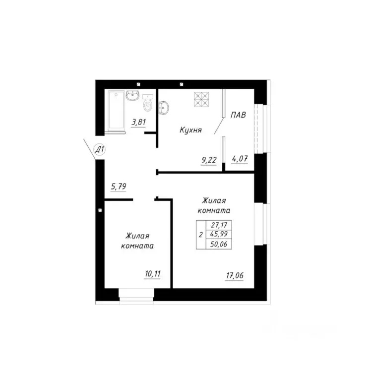 2-к кв. Башкортостан, Стерлитамак Прибрежный мкр,  (50.06 м) - Фото 1