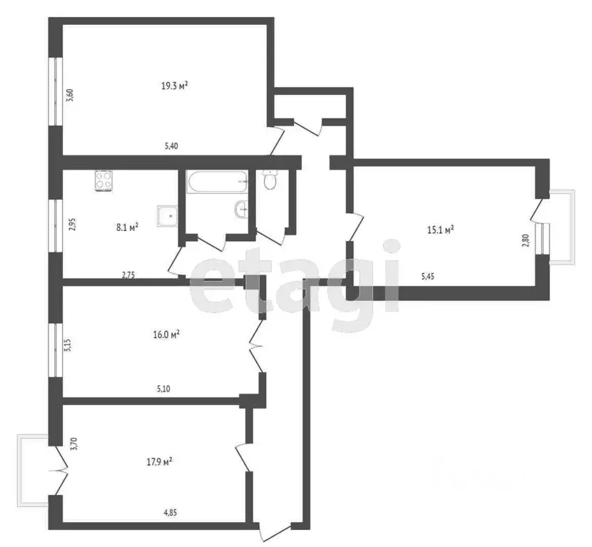 4-к кв. Вологодская область, Череповец ул. Ленина, 88 (100.0 м) - Фото 2