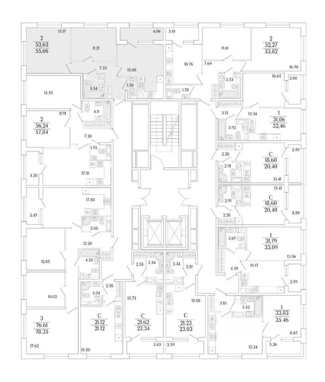 2-к кв. Санкт-Петербург Аурум жилой комплекс (55.66 м) - Фото 2