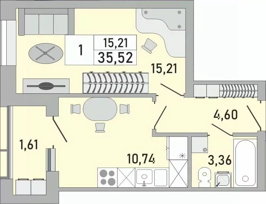1-к кв. Башкортостан, Уфа Бакалинская ул., 9/1 (35.52 м) - Фото 1
