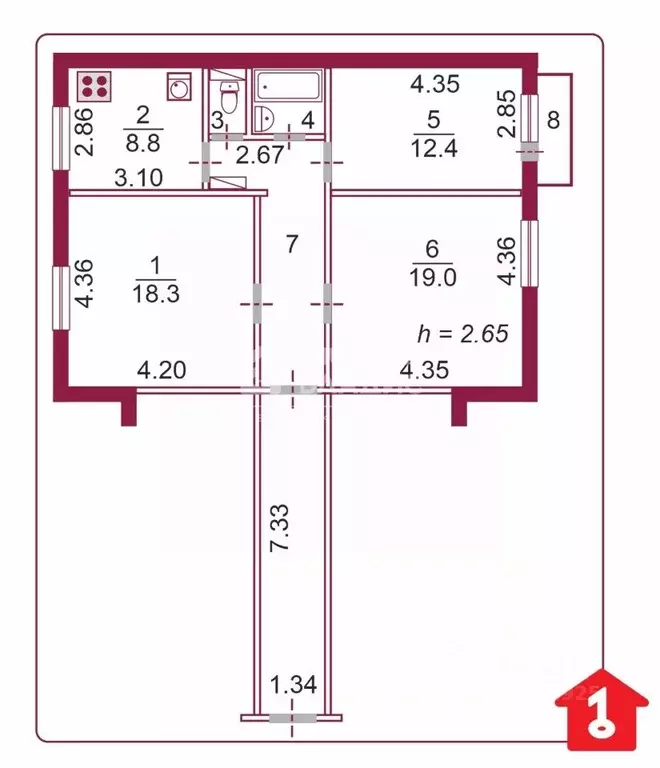 3-к кв. Омская область, Омск ул. Арнольда Нейбута, 96 (81.5 м) - Фото 1