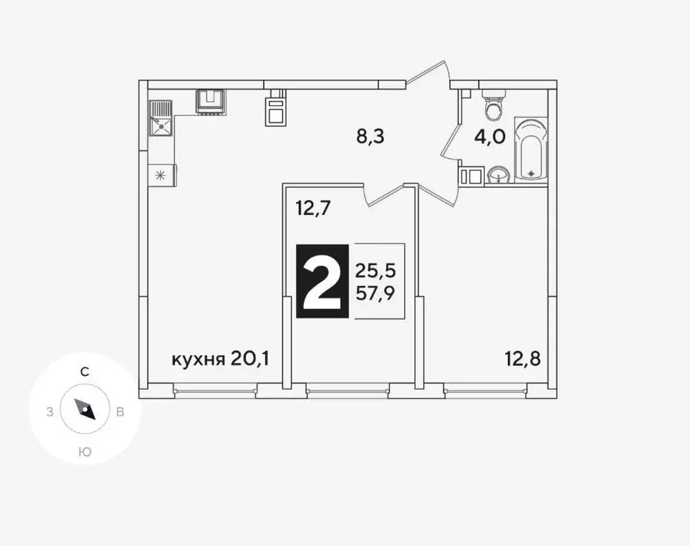2-к кв. Краснодарский край, Краснодар ул. Ивана Беличенко, 97 (55.0 м) - Фото 0