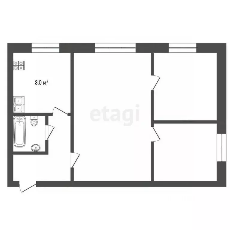 3-к кв. Белгородская область, Белгород ул. Комарова, 1 (51.0 м) - Фото 0