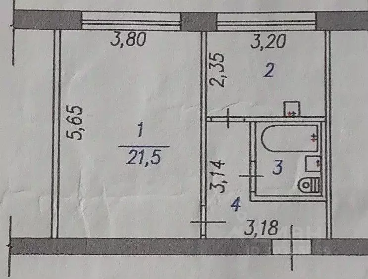 1-к кв. Кемеровская область, Новокузнецк ул. Климасенко, 11/3 (37.8 м) - Фото 1