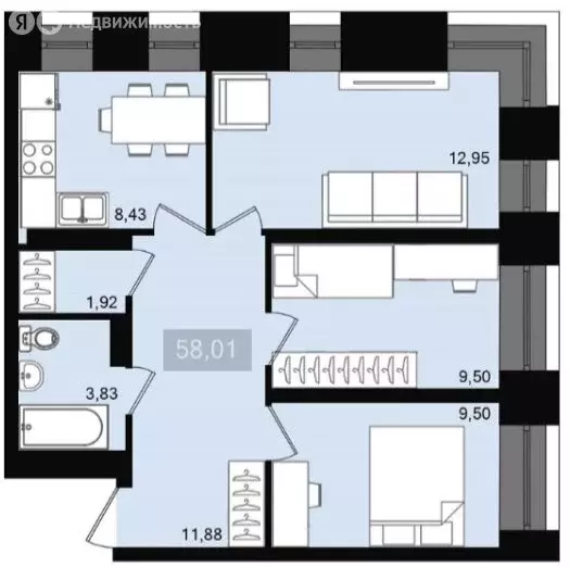 3-комнатная квартира: Красноярск, улица Александра Матросова, 30В ... - Фото 1