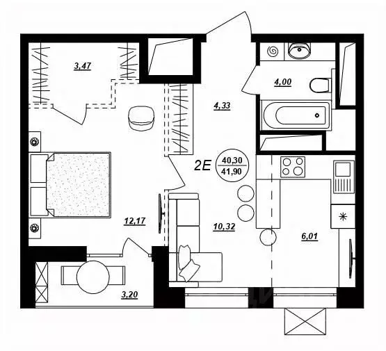 2-к кв. Хабаровский край, Хабаровск ул. Демьяна Бедного (41.9 м) - Фото 1