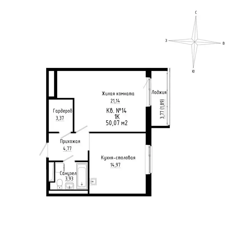1-комнатная квартира: Новый, ЖК ДНС Сити (51.06 м) - Фото 0