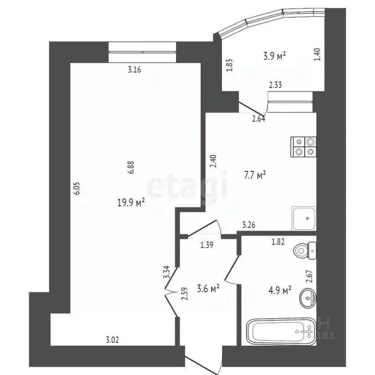 1-к кв. Ростовская область, Ростов-на-Дону ул. Миронова, 2е (37.0 м) - Фото 2