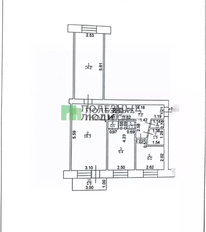 3-к кв. Татарстан, Зеленодольск ул. Тургенева, 6 (60.0 м) - Фото 1