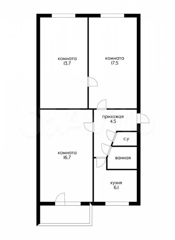 3-к. квартира, 65 м, 3/5 эт. - Фото 0