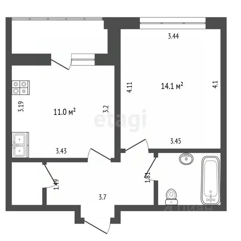 1-к кв. Москва Ленинградское ш., 228к3 (36.3 м) - Фото 2