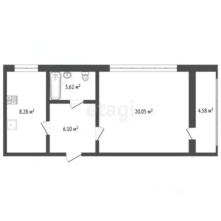 1-к кв. Севастополь просп. Октябрьской Революции, 22/12 (46.6 м) - Фото 2