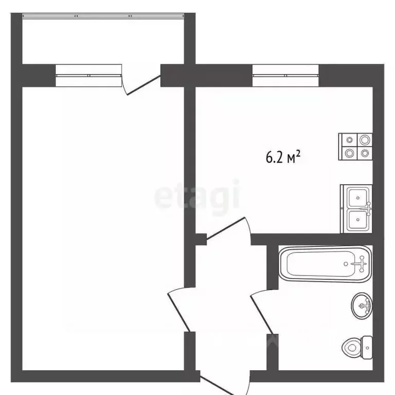 1-к кв. Вологодская область, Вологда Элеваторная ул., 21 (33.0 м) - Фото 2