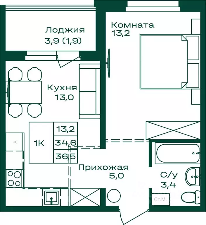 1-к кв. Алтай, Майминский район, с. Майма  (36.5 м) - Фото 0