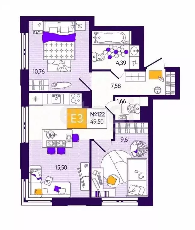 2-комнатная квартира: Тула, улица Купцов Гречихиных, 4 (49.5 м) - Фото 1