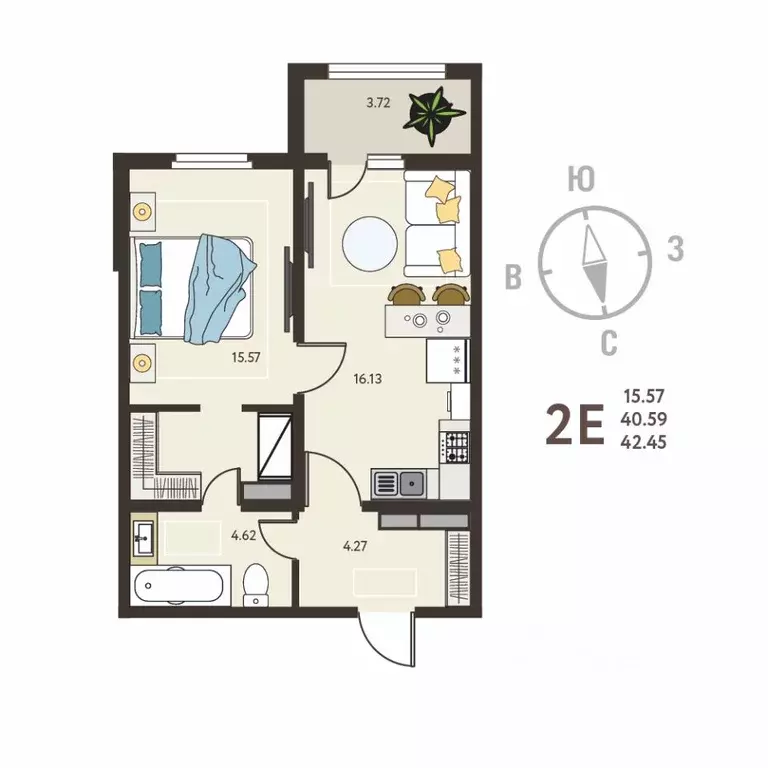 1-к кв. Воронежская область, с. Новая Усмань, Ольха мкр  (42.45 м) - Фото 1