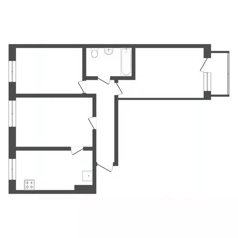 3-к кв. Тюменская область, Тюмень Микрорайон мыс, ул. Маршала ... - Фото 2