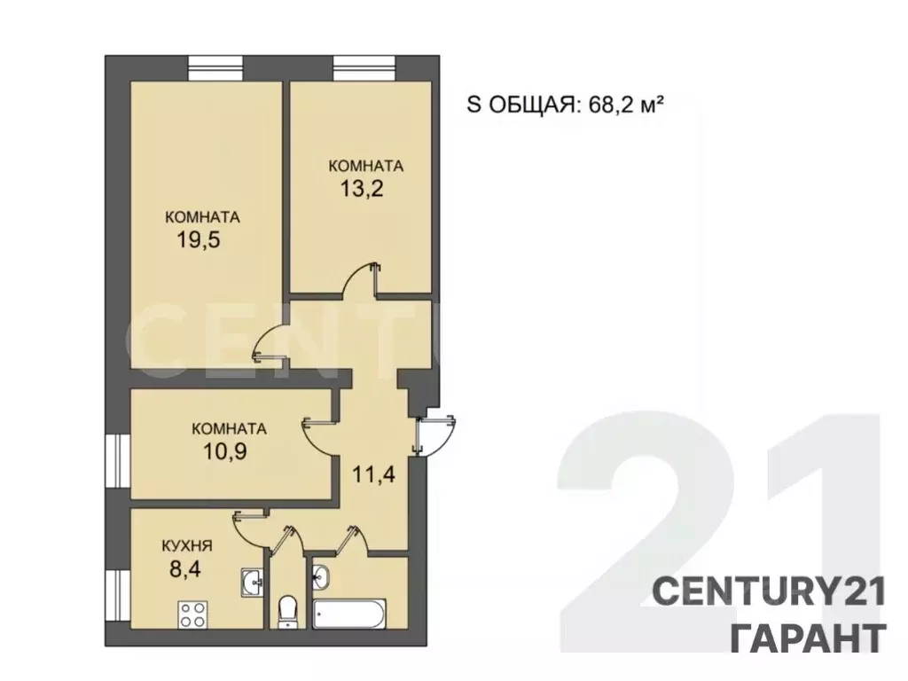 3-к кв. Санкт-Петербург Краснопутиловская ул., 27 (68.2 м) - Фото 2