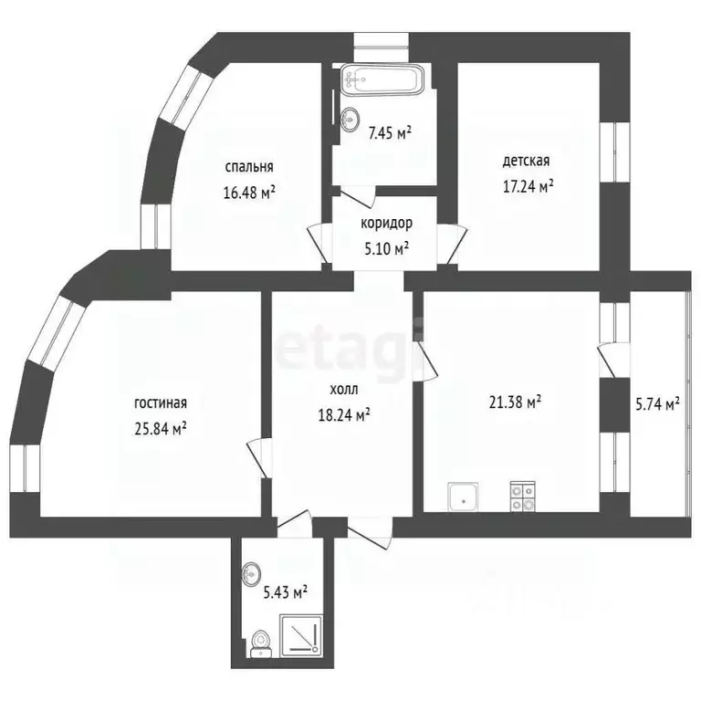 3-к кв. Челябинская область, Челябинск ул. Елькина, 76а (117.0 м) - Фото 2