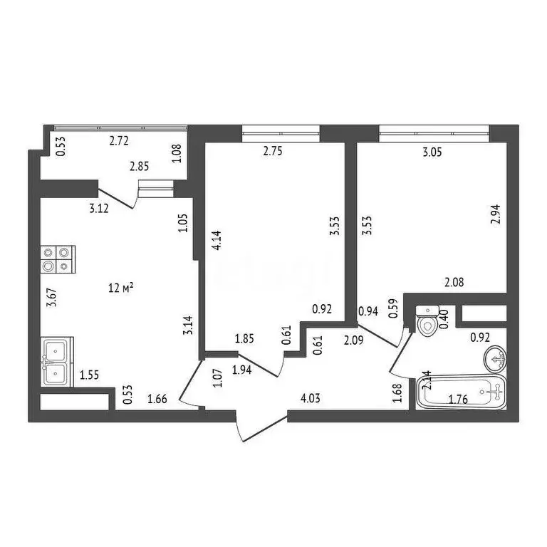 2-комнатная квартира: Мурино, Воронцовский бульвар, 14к3 (42 м) - Фото 0