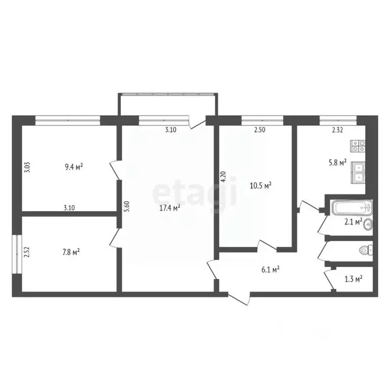 4-к кв. Архангельская область, Новодвинск Солнечная ул., 16 (61.5 м) - Фото 1