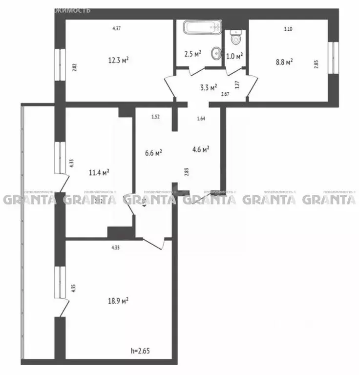 3-комнатная квартира: Красноярск, Караульная улица, 44 (67 м) - Фото 2