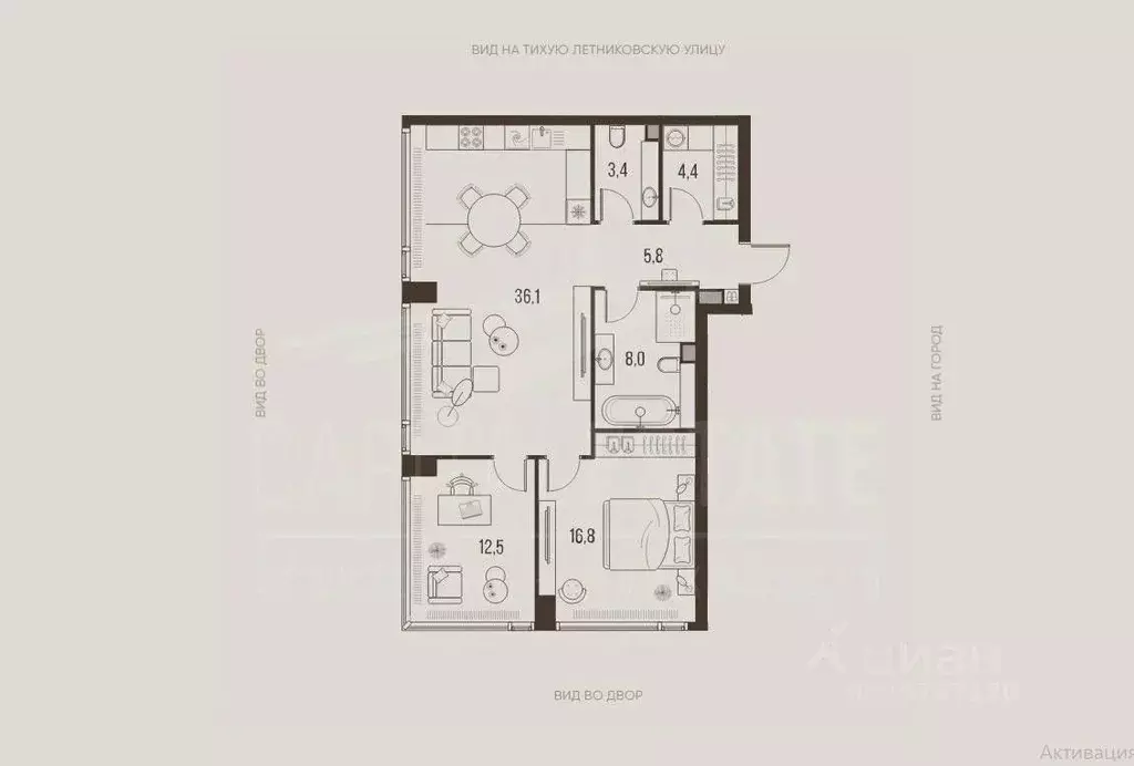 3-к кв. Москва Летниковская ул., 11к1 (90.0 м) - Фото 2