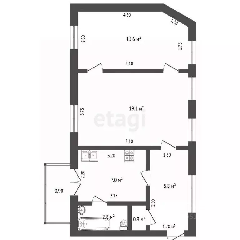 2-к кв. Крым, Феодосия ул. Красноармейская, 13 (48.8 м) - Фото 1