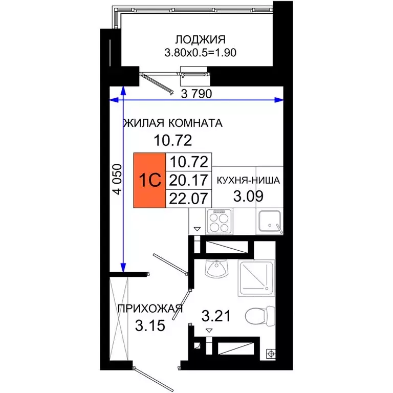 Квартира-студия: Ростов-на-Дону, Элеваторный переулок, 6/2Б (22.07 м) - Фото 0