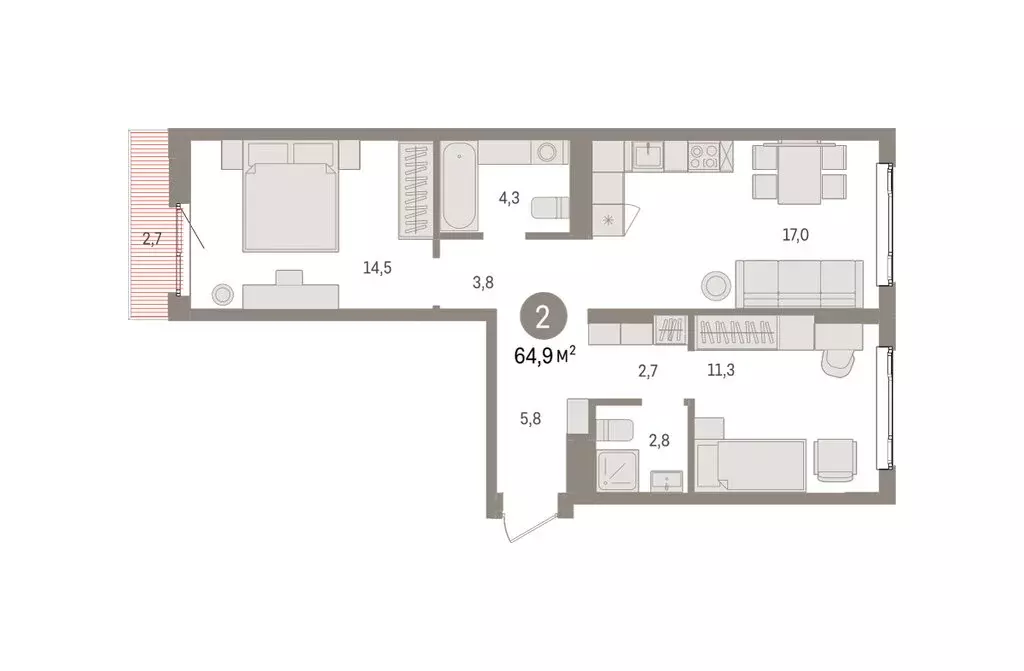 2-комнатная квартира: Екатеринбург, жилой район Сортировочный, ... - Фото 2