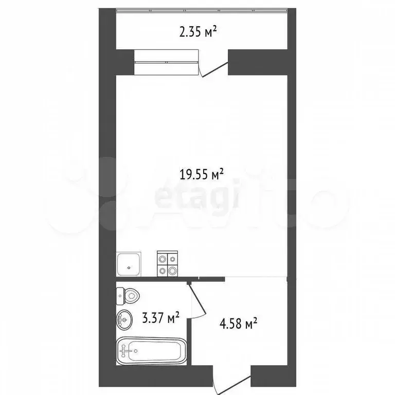 Квартира-студия, 27,1 м, 9/9 эт. - Фото 0