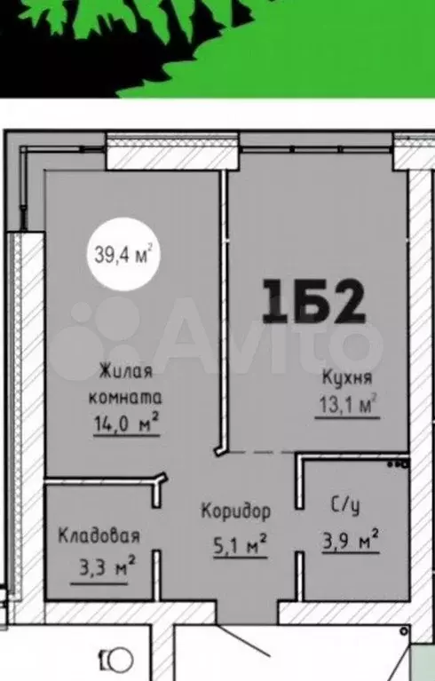 1-к. квартира, 40м, 2/6эт. - Фото 1