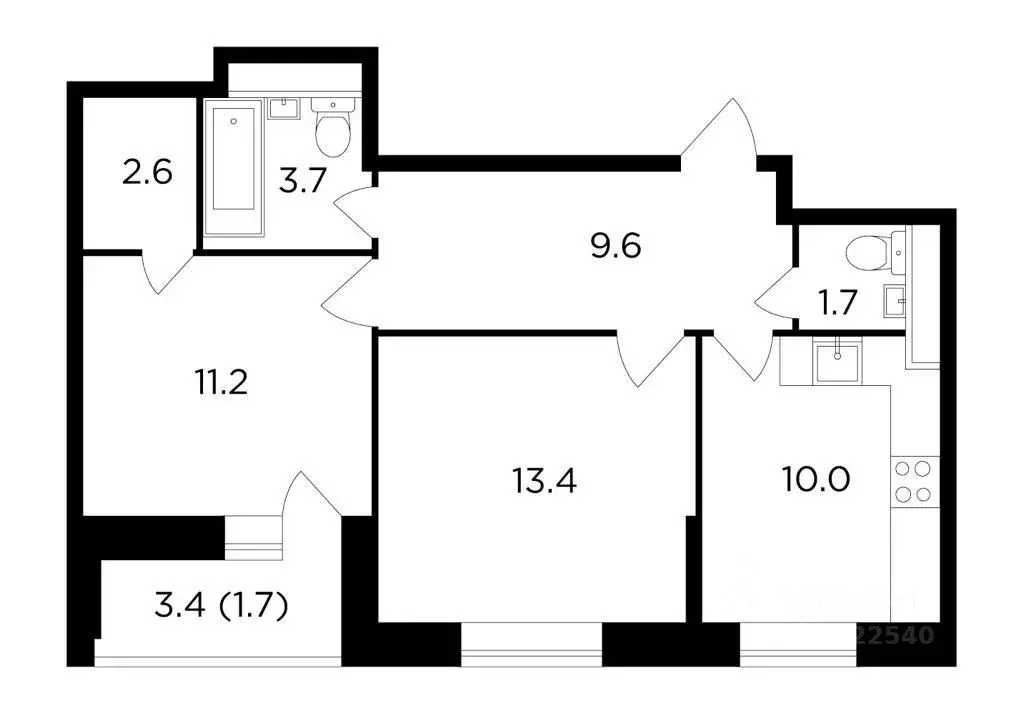 2-к кв. Московская область, Пушкино ул. Просвещения, 12к1 (50.0 м) - Фото 2