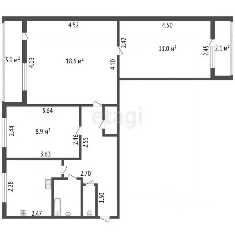3-к кв. Санкт-Петербург Дунайский просп., 5 (56.5 м) - Фото 2
