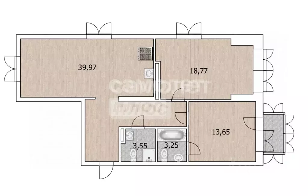 3-к кв. Башкортостан, Уфа ул. Аксакова, 18 (75.3 м) - Фото 1