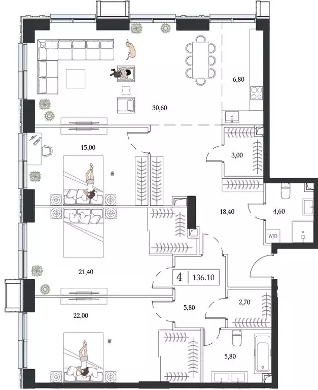 4-комнатная квартира: Москва, проспект Андропова, 9/1 (136.1 м) - Фото 1