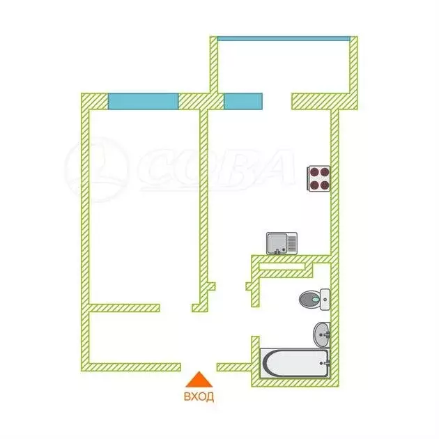 1-комнатная квартира: деревня Патрушева, улица Александра Пушкина, 16 ... - Фото 1